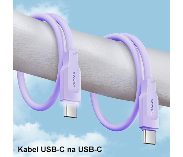 USAMS Kabel USB-C na USB-C 100W 1,2mPort Display purpurowy - 1569044 - zdjęcie 4
